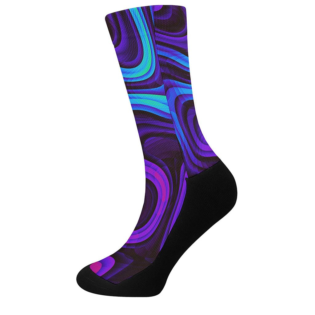 Dark Psychedelic Trippy Print Crew Socks