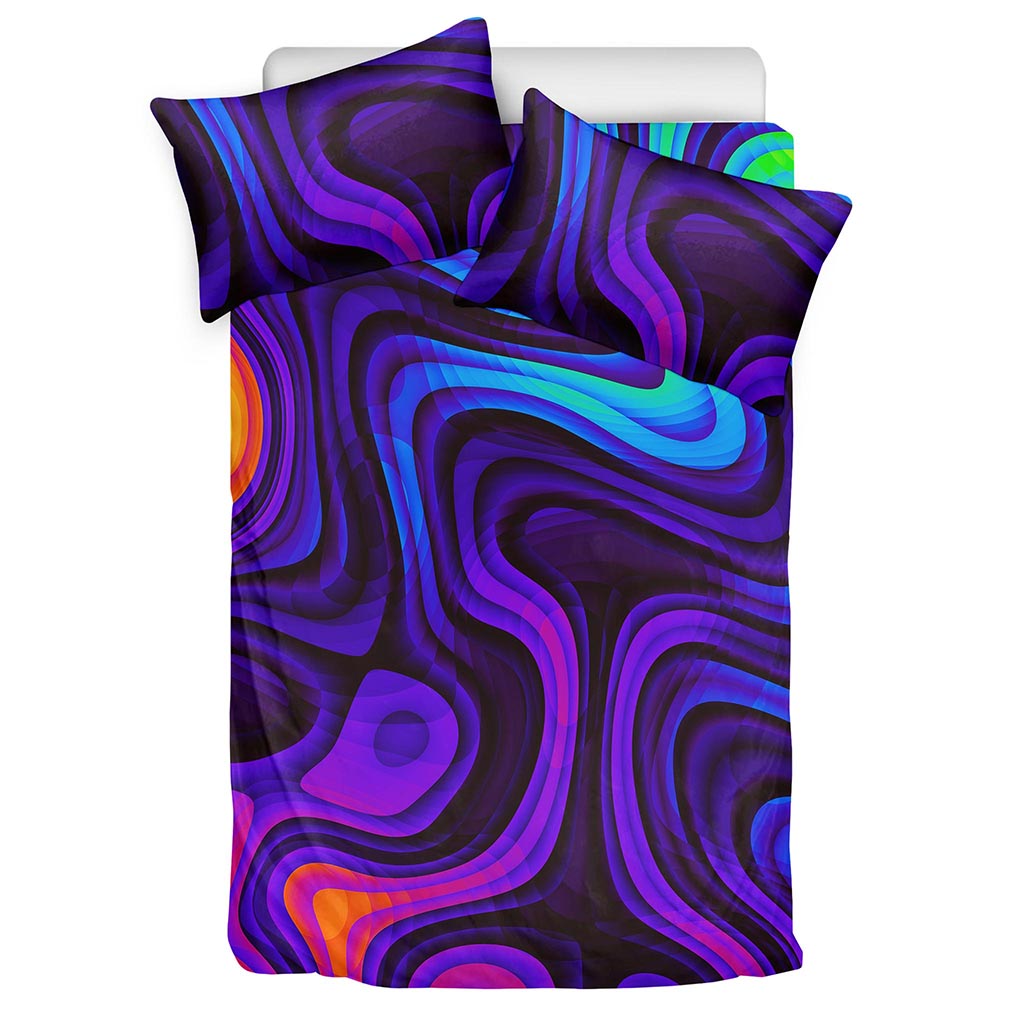 Dark Psychedelic Trippy Print Duvet Cover Bedding Set