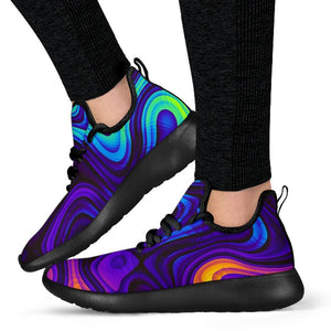 Dark Psychedelic Trippy Print Mesh Knit Shoes GearFrost