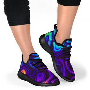 Dark Psychedelic Trippy Print Mesh Knit Shoes GearFrost