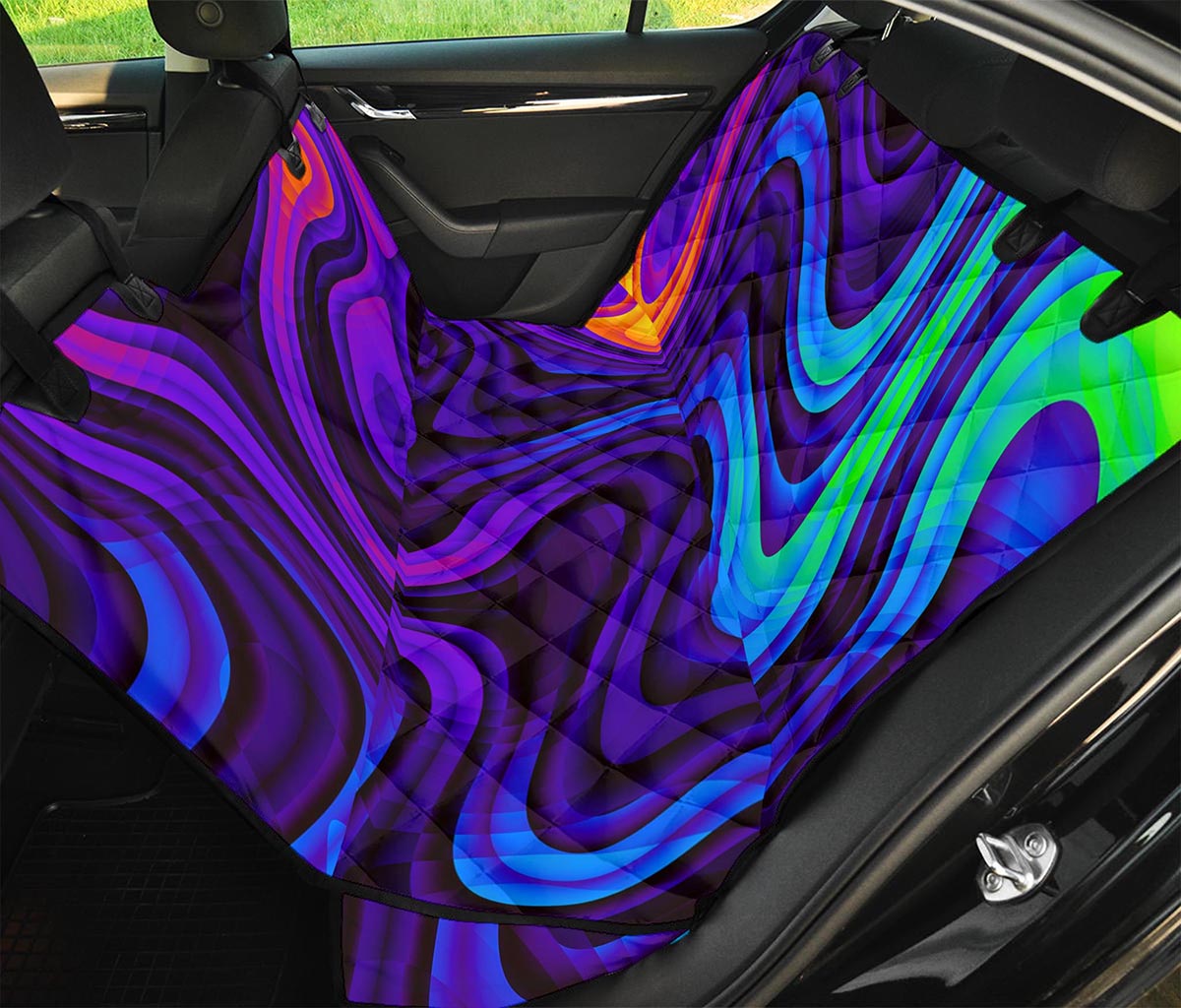 Dark Psychedelic Trippy Print Pet Car Back Seat Cover