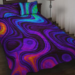 Dark Psychedelic Trippy Print Quilt Bed Set