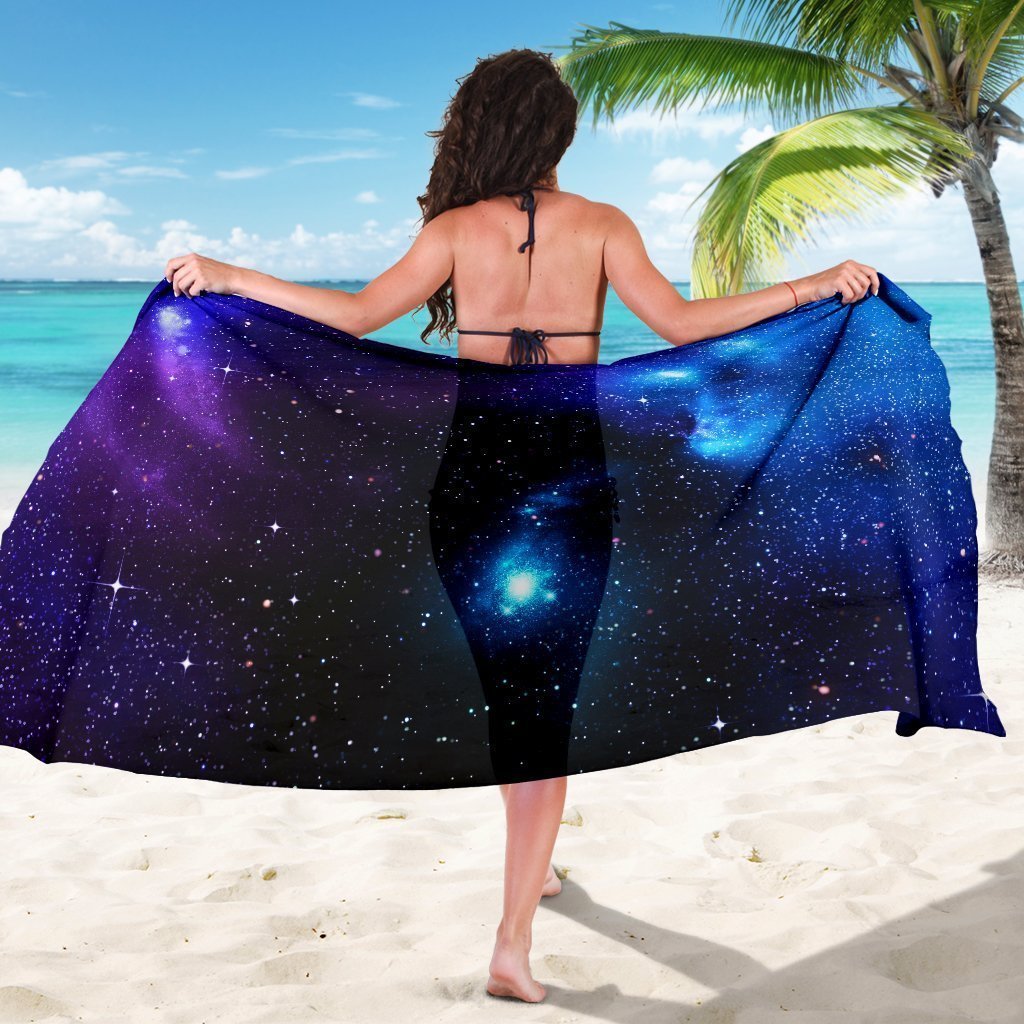 Dark Purple Blue Galaxy Space Print Beach Sarong Wrap GearFrost