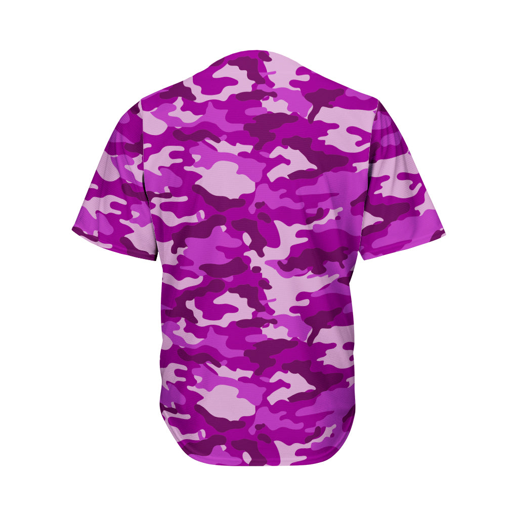 Dark Purple Camouflage Print Men's Baseball Jersey