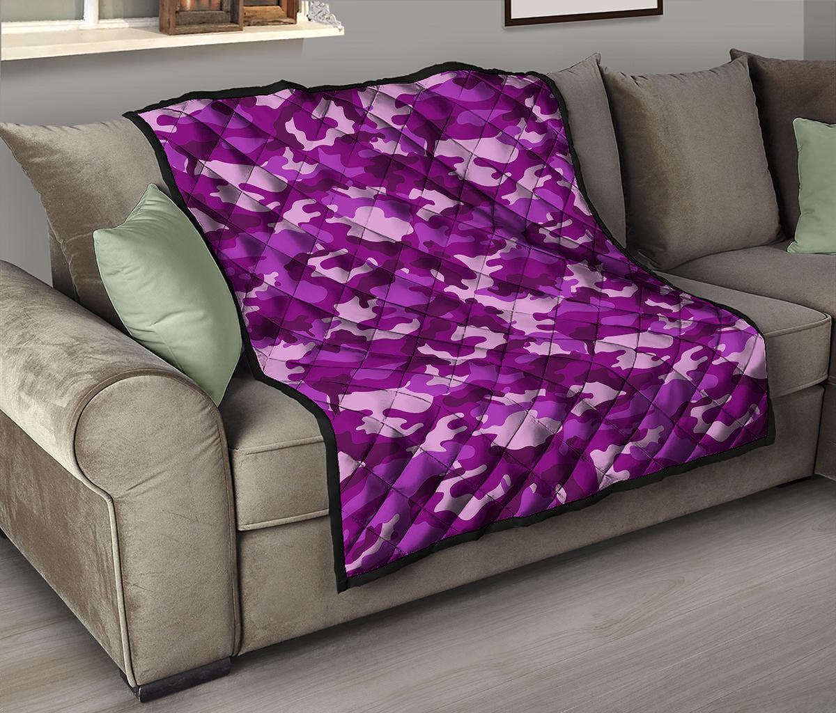 Dark Purple Camouflage Print Quilt