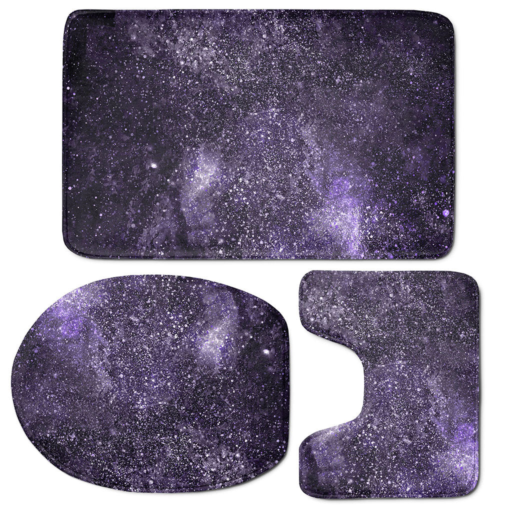 Dark Purple Cosmos Galaxy Space Print 3 Piece Bath Mat Set