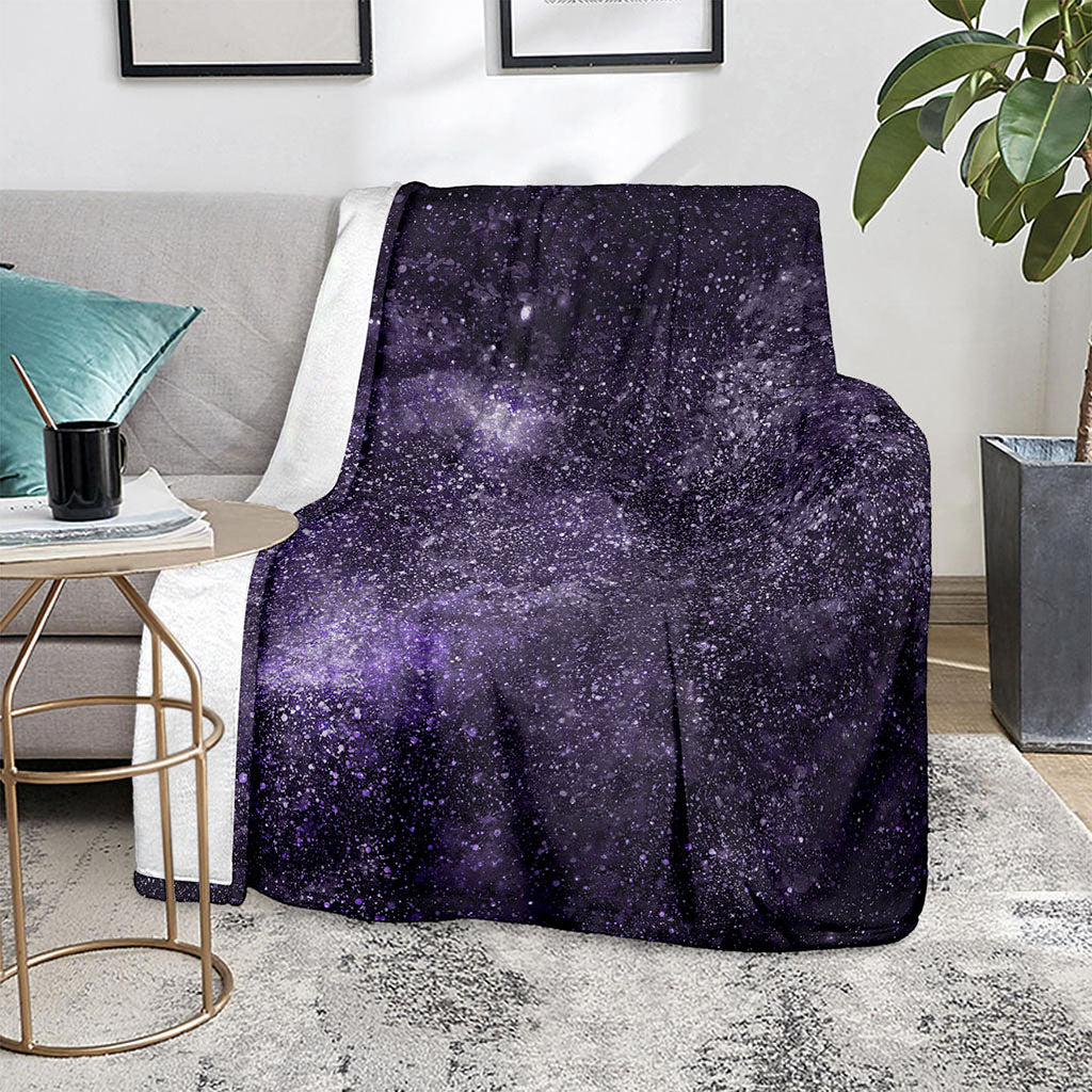 Dark Purple Cosmos Galaxy Space Print Blanket