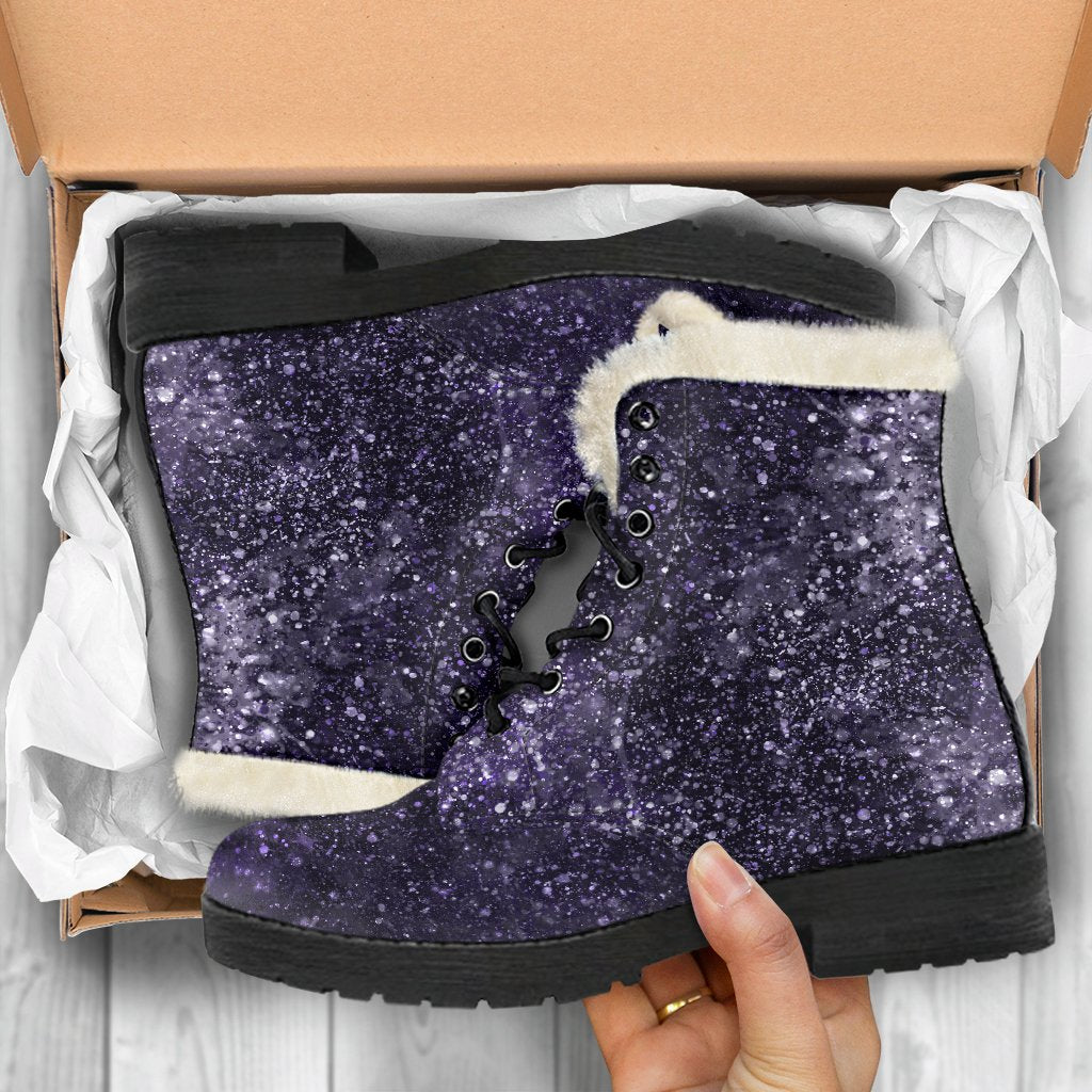 Dark Purple Cosmos Galaxy Space Print Comfy Boots GearFrost