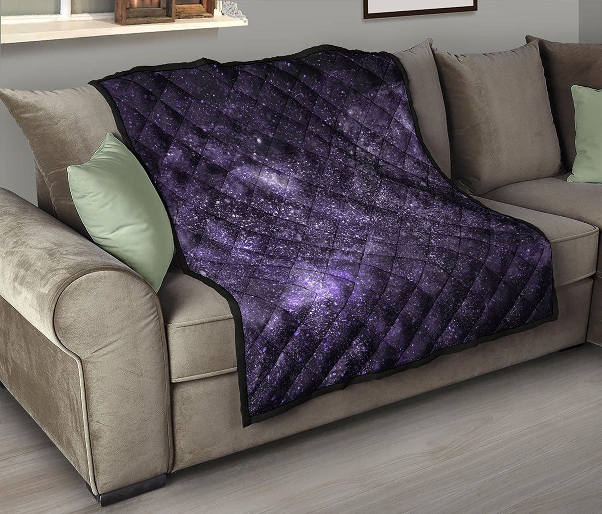 Dark Purple Cosmos Galaxy Space Print Quilt