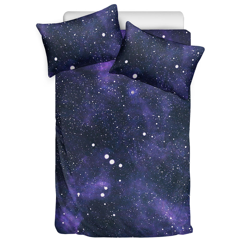 Dark Purple Galaxy Outer Space Print Duvet Cover Bedding Set
