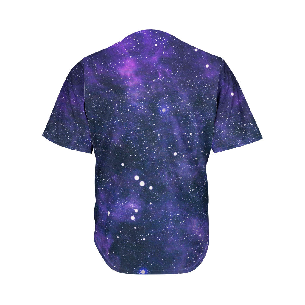 Dark Purple Galaxy Outer Space Print Men's Baseball Jersey