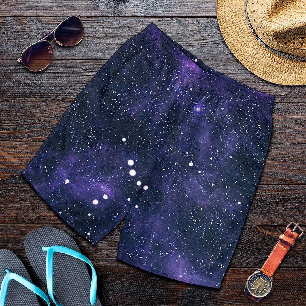 Dark Purple Galaxy Outer Space Print Men's Shorts
