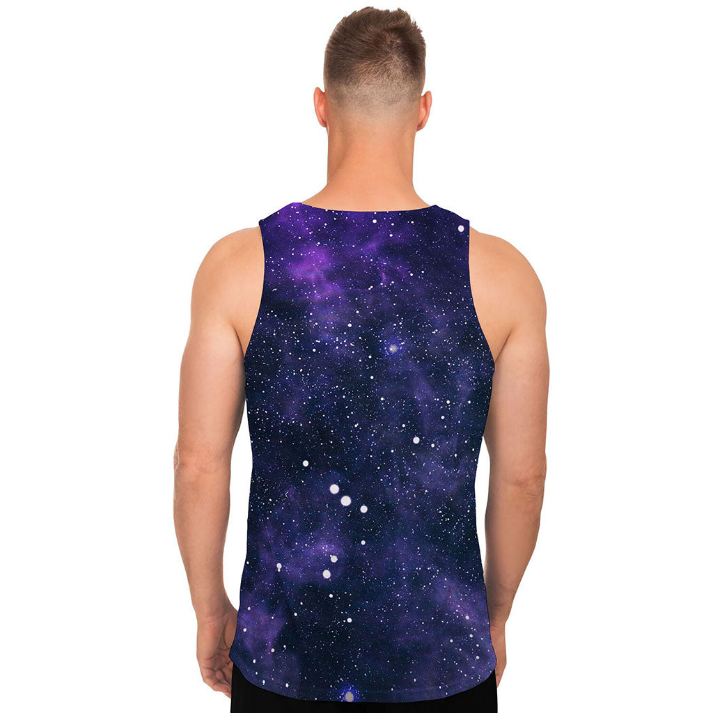 Dark Purple Galaxy Outer Space Print Men's Tank Top