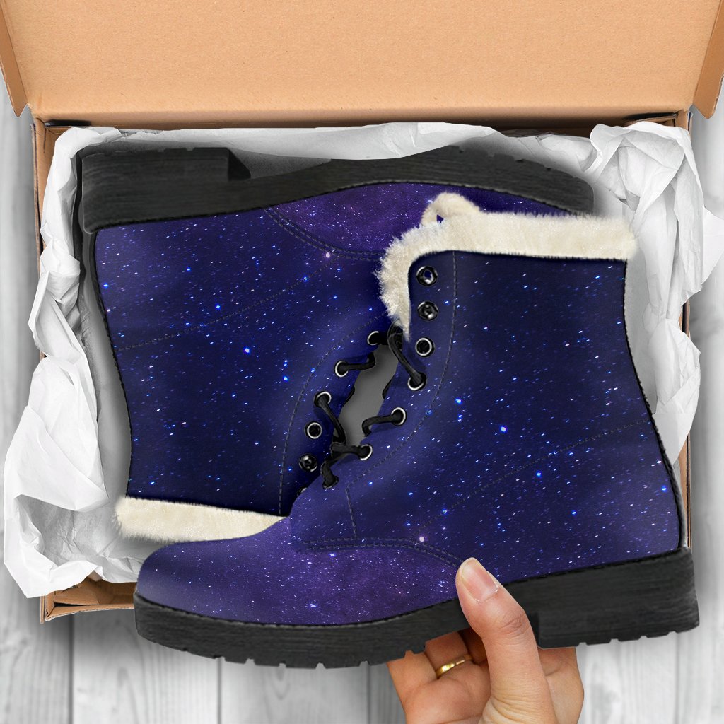 Dark Purple Milky Way Galaxy Space Print Comfy Boots GearFrost