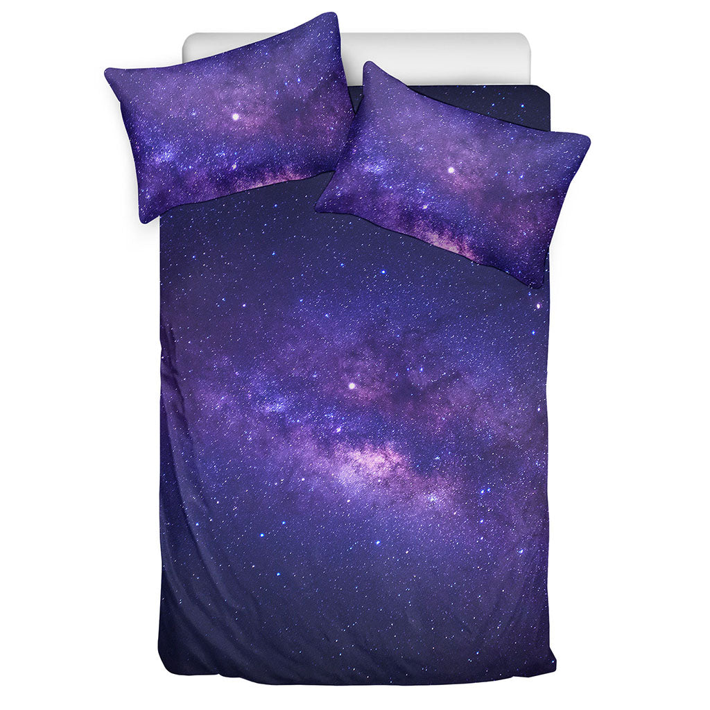 Dark Purple Milky Way Galaxy Space Print Duvet Cover Bedding Set