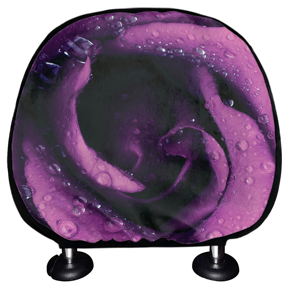 Dark Purple Rose Print Car Headrest Covers