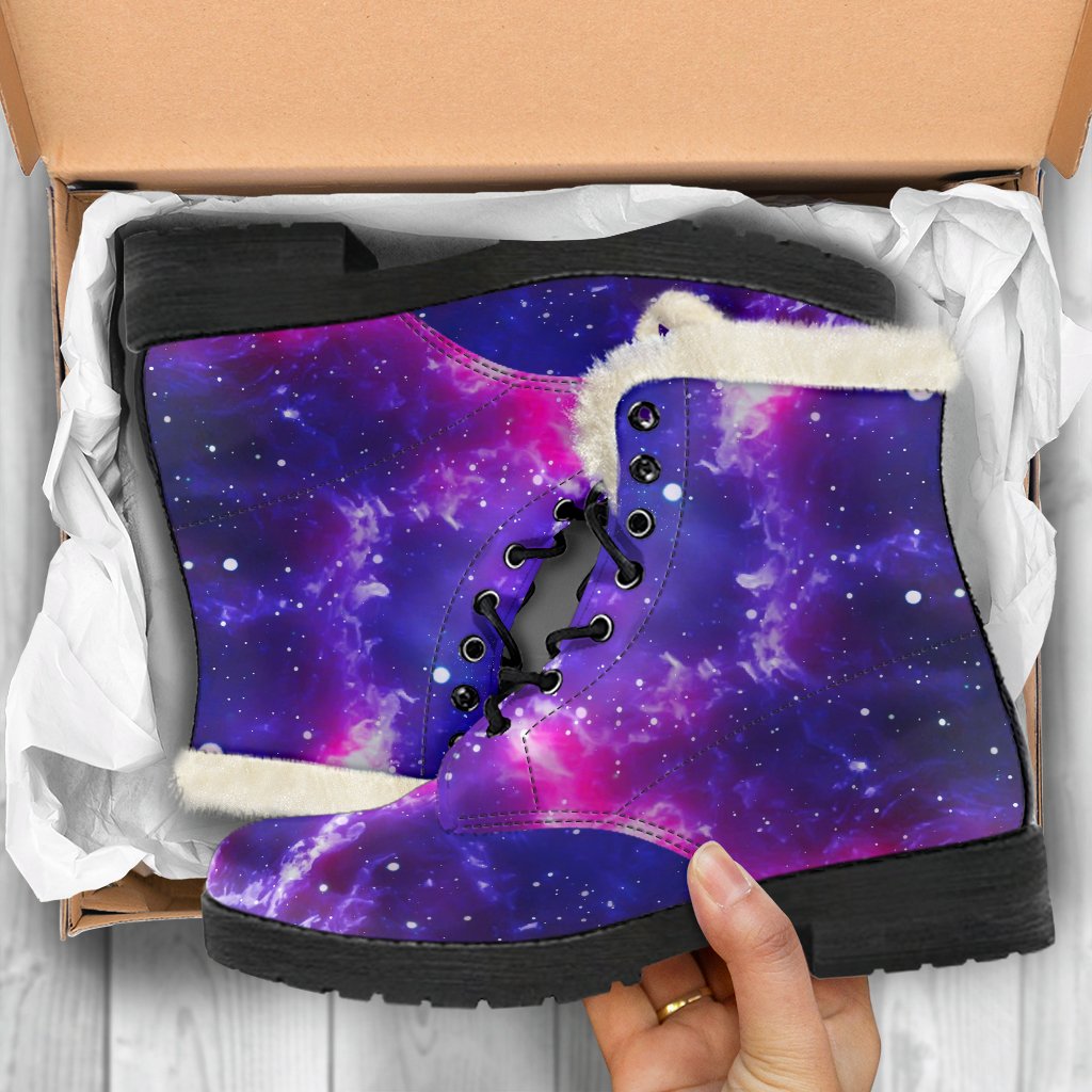 Dark Purple Universe Galaxy Space Print Comfy Boots GearFrost