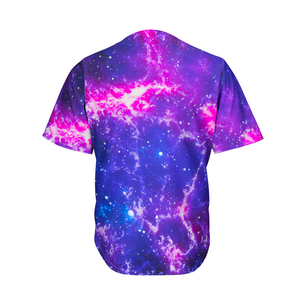 Dark Purple Universe Galaxy Space Print Men's Baseball Jersey