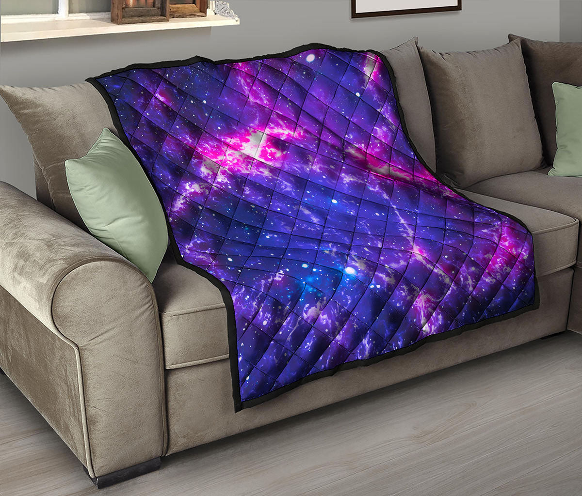 Dark Purple Universe Galaxy Space Print Quilt