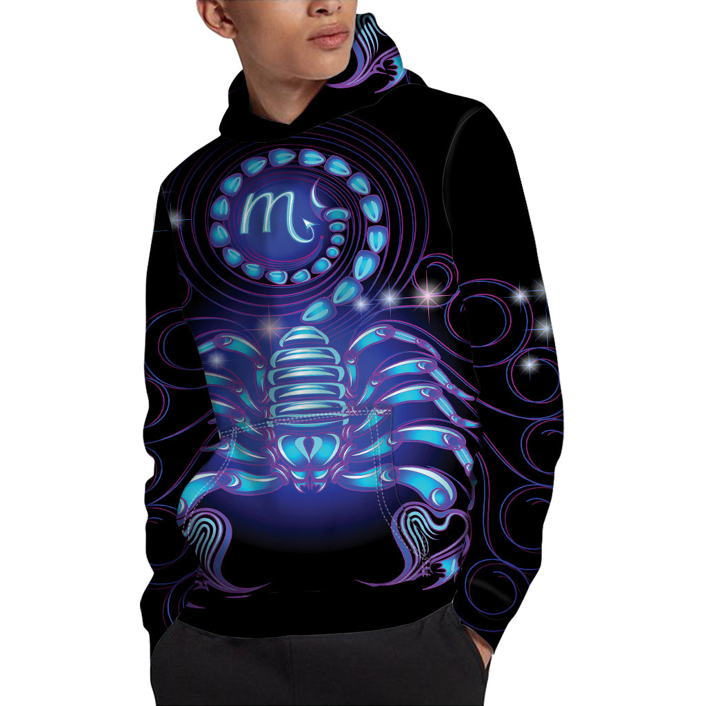 Dark Scorpio Zodiac Sign Print Pullover Hoodie