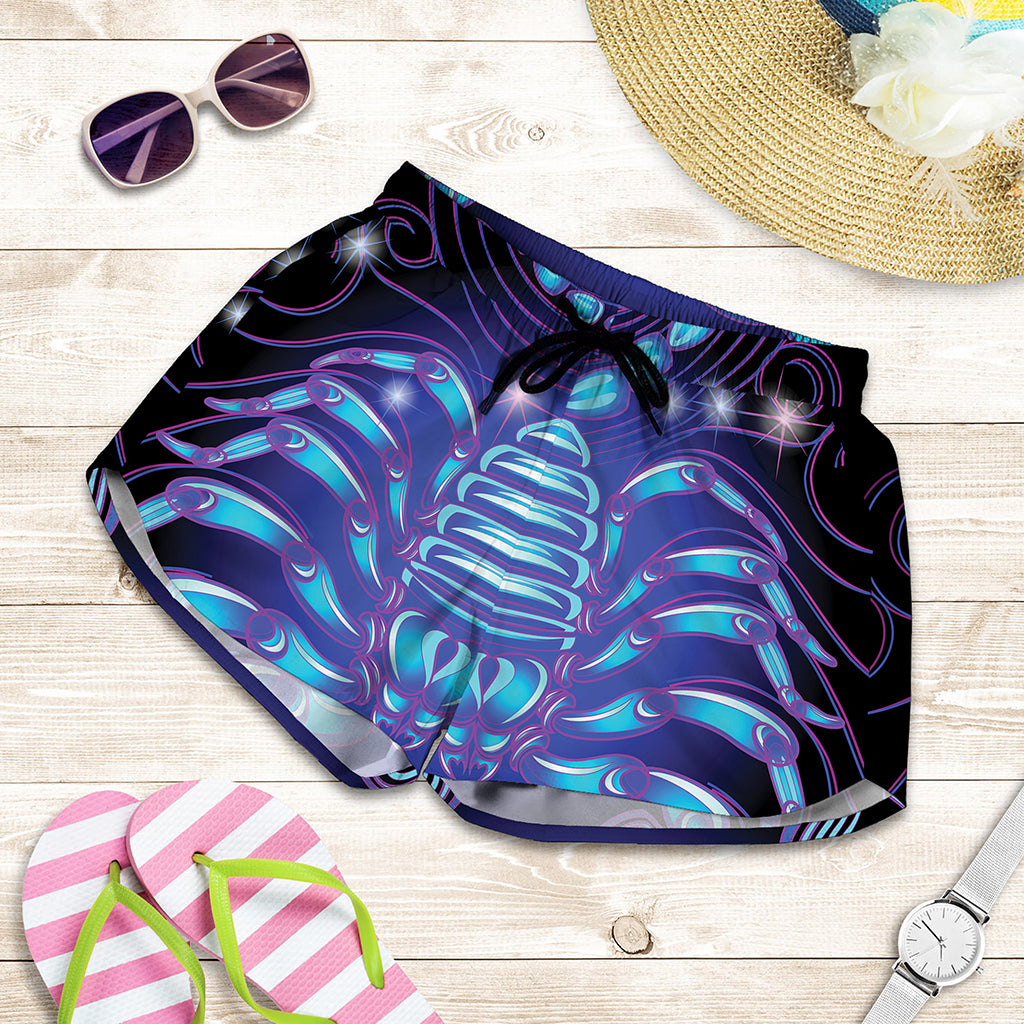 Dark Scorpio Zodiac Sign Print Women's Shorts