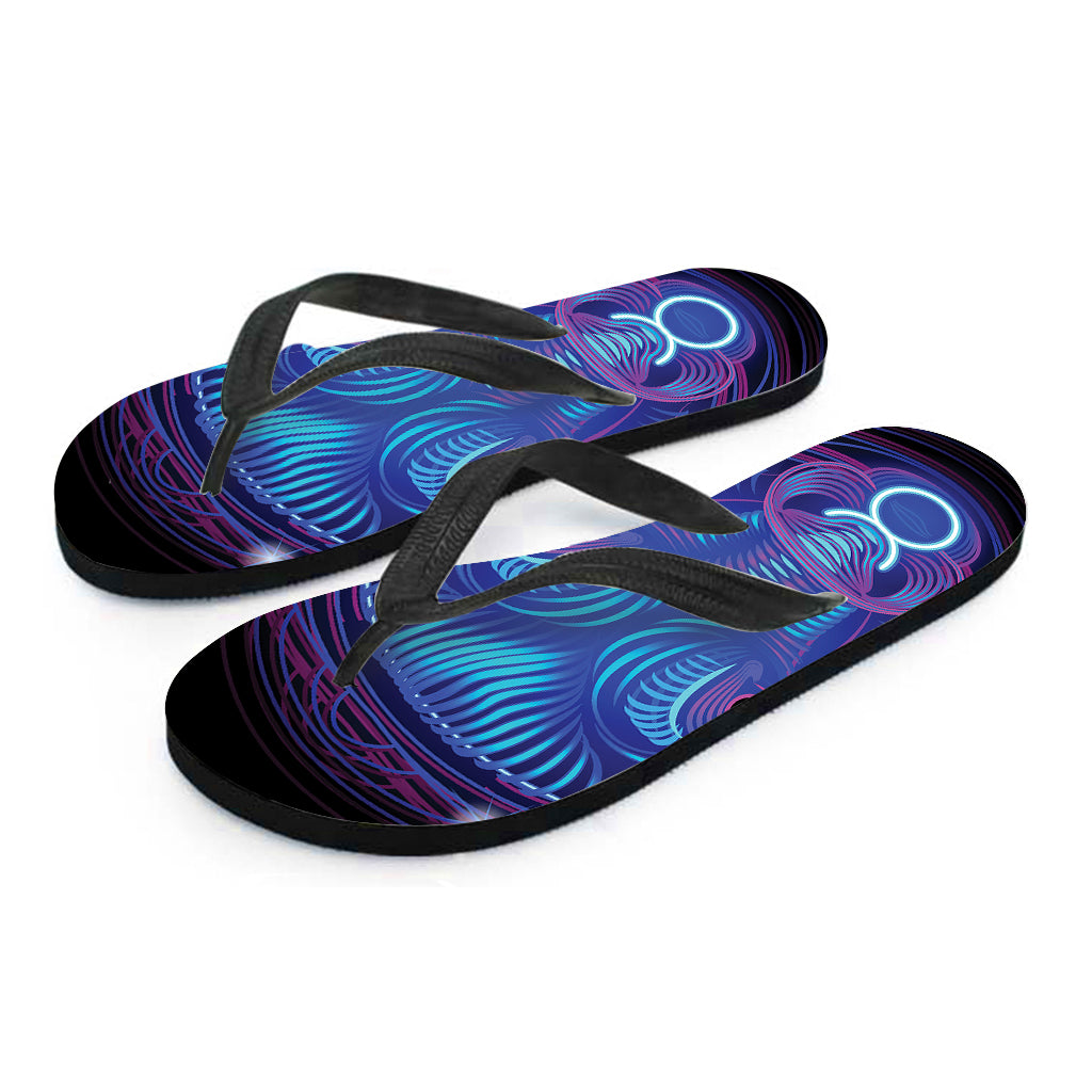 Dark Taurus Zodiac Sign Print Flip Flops