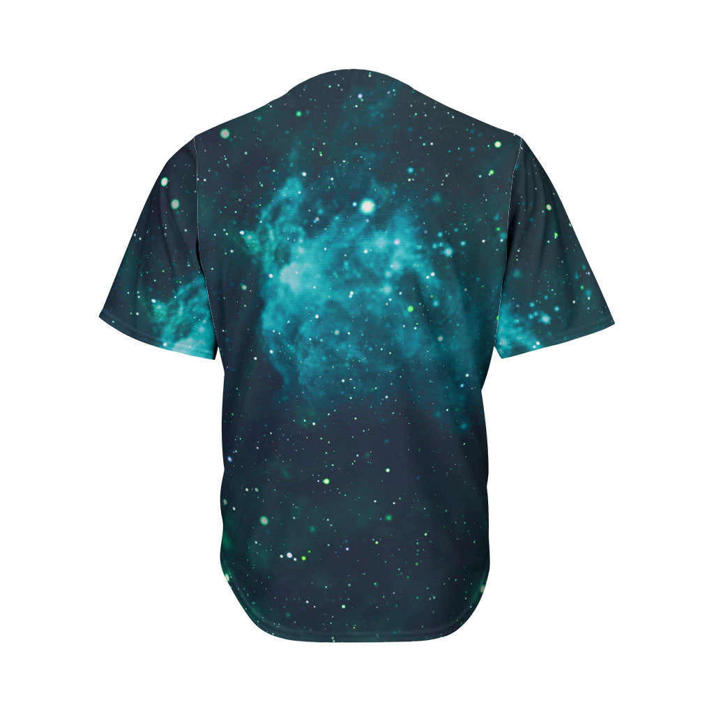 Dark Teal Galaxy Space Print Men's Baseball Jersey