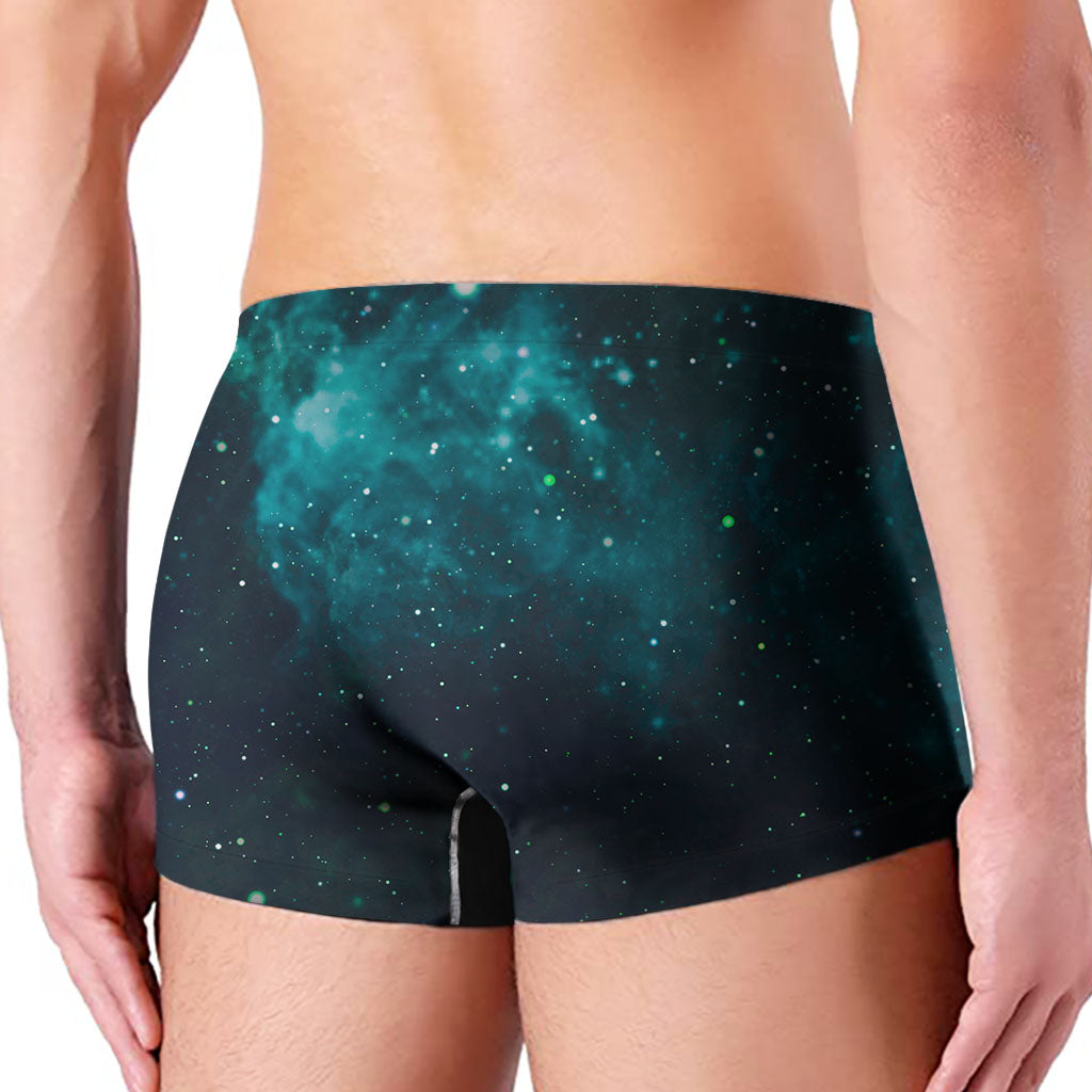 Dark Teal Galaxy Space Print Men's Boxer Briefs