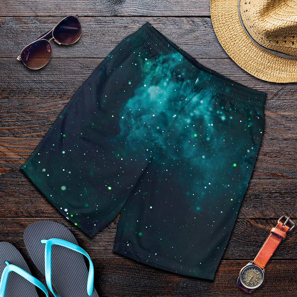 Dark Teal Galaxy Space Print Men's Shorts