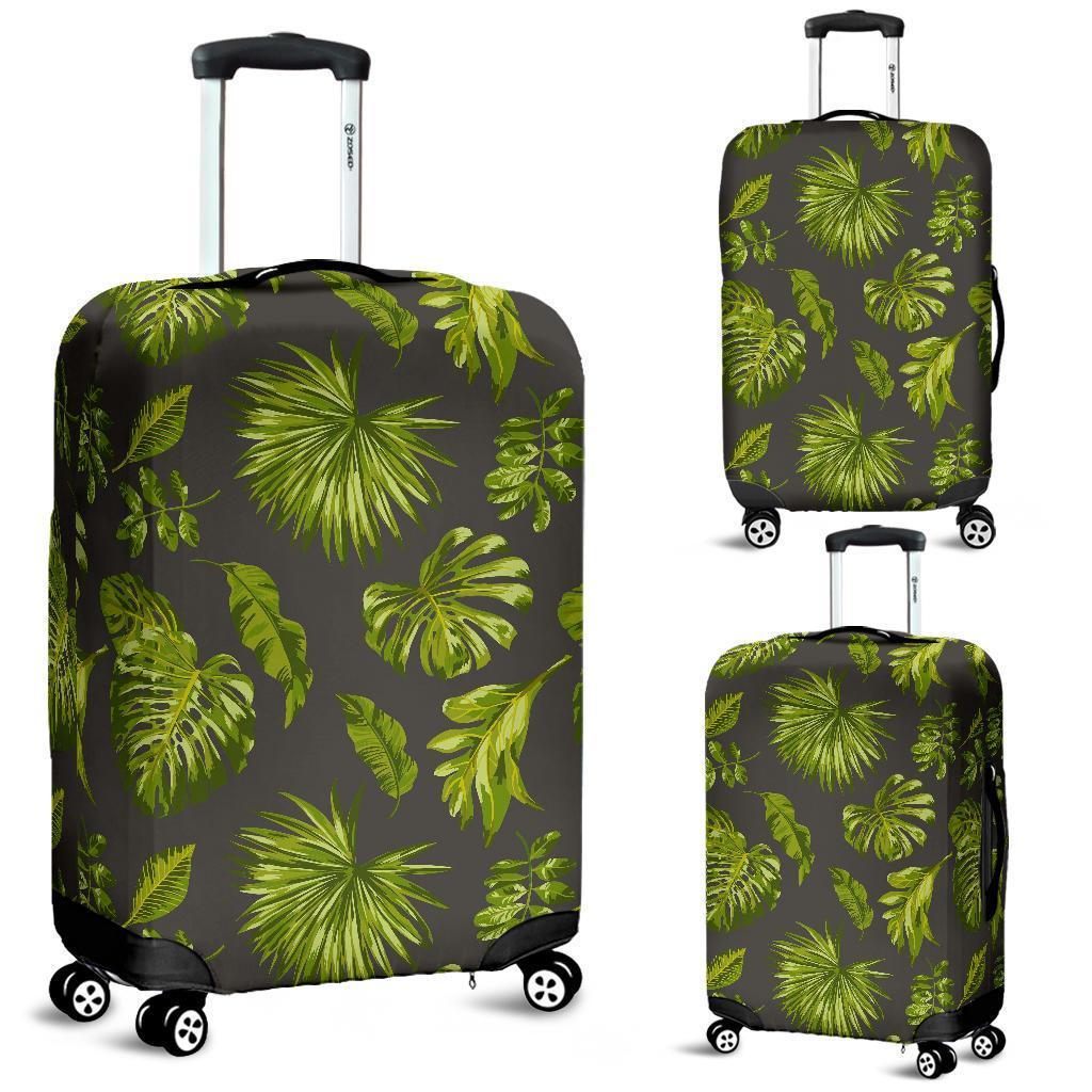 Dark Tropical Leaf Pattern Print Luggage Cover GearFrost