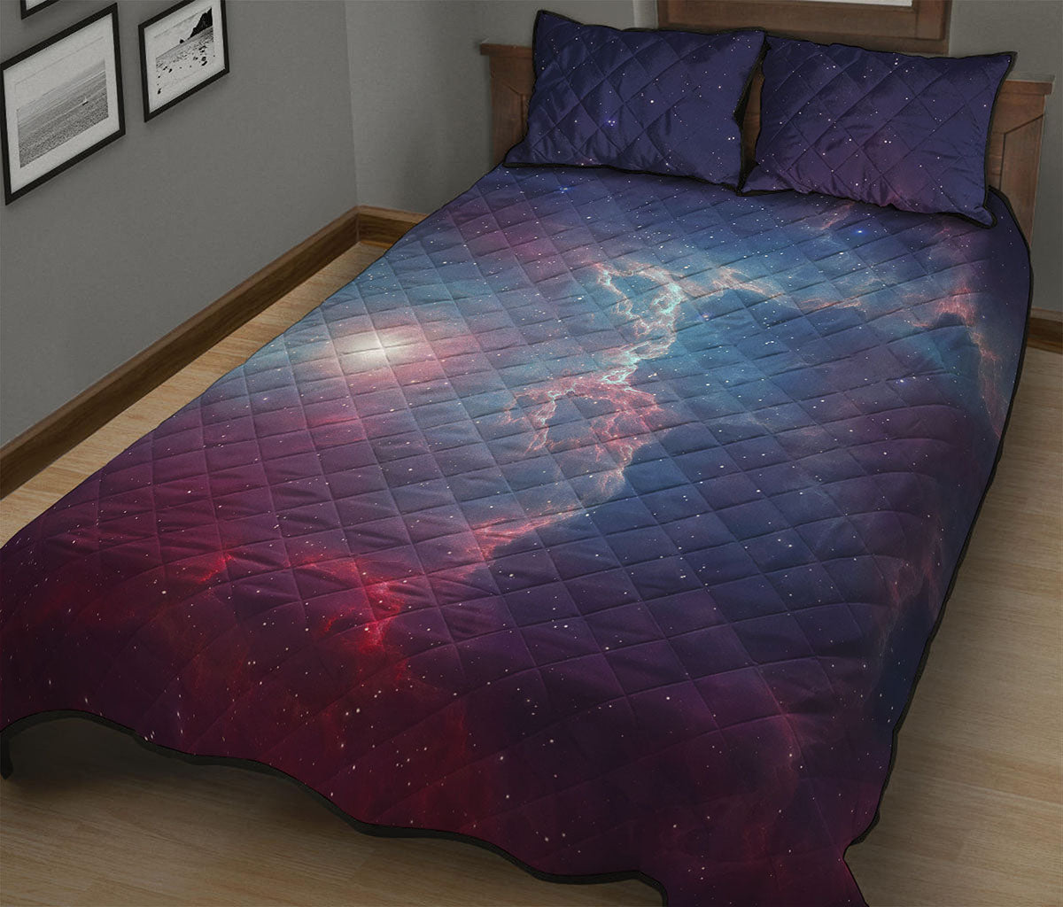 Dark Universe Galaxy Deep Space Print Quilt Bed Set