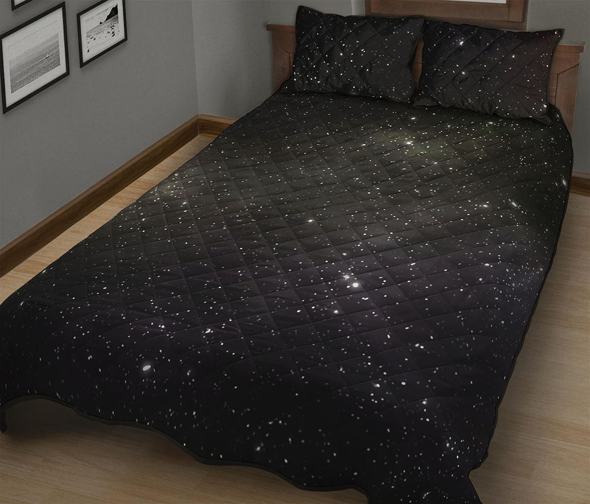 Dark Universe Galaxy Outer Space Print Quilt Bed Set