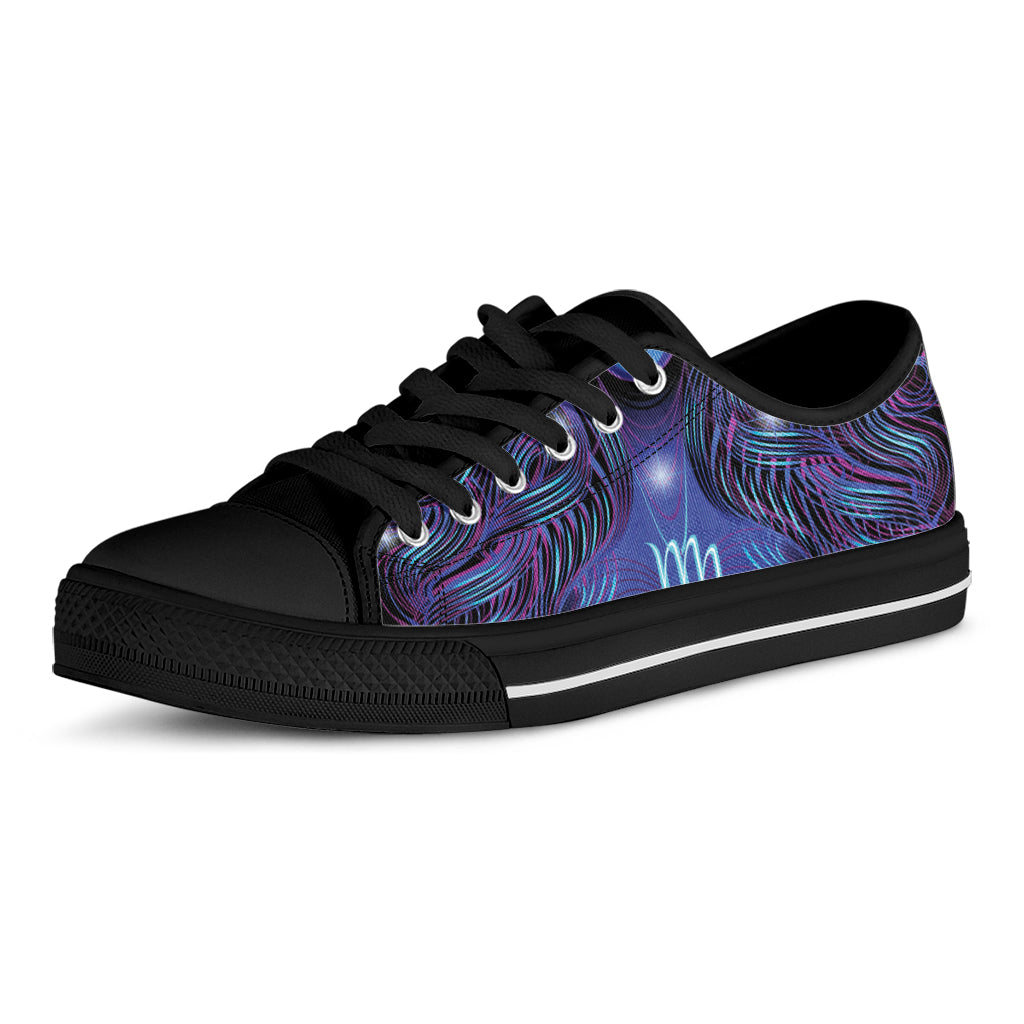 Dark Virgo Zodiac Sign Print Black Low Top Shoes