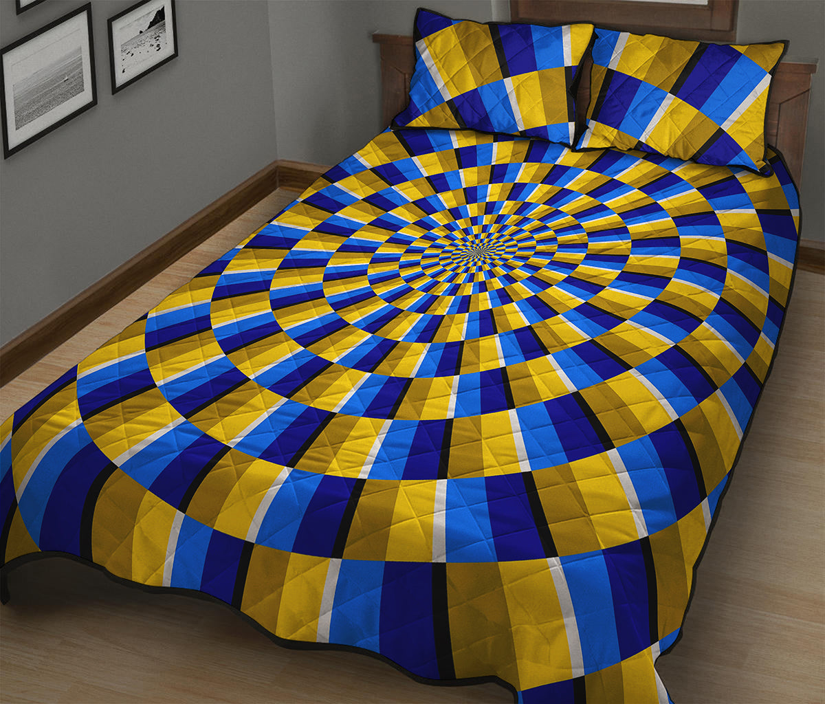 Dartboard Moving Optical Illusion Quilt Bed Set