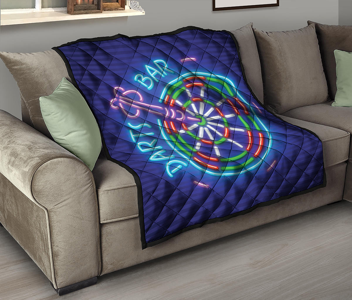 Darts Bar Sign Print Quilt