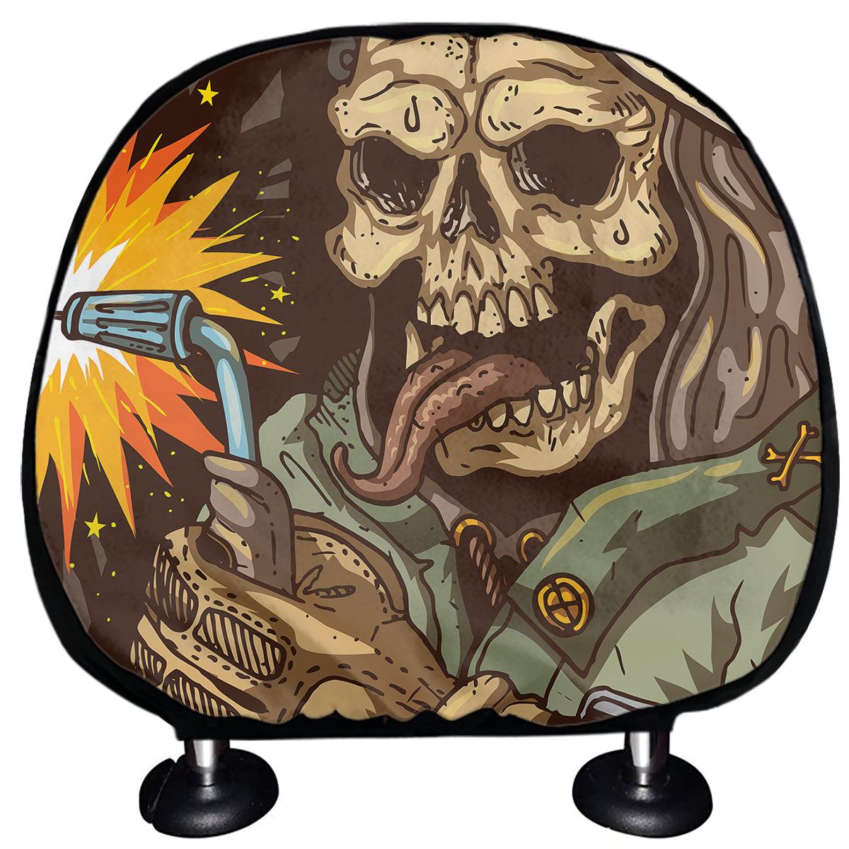 Dead Welder Print Car Headrest Covers
