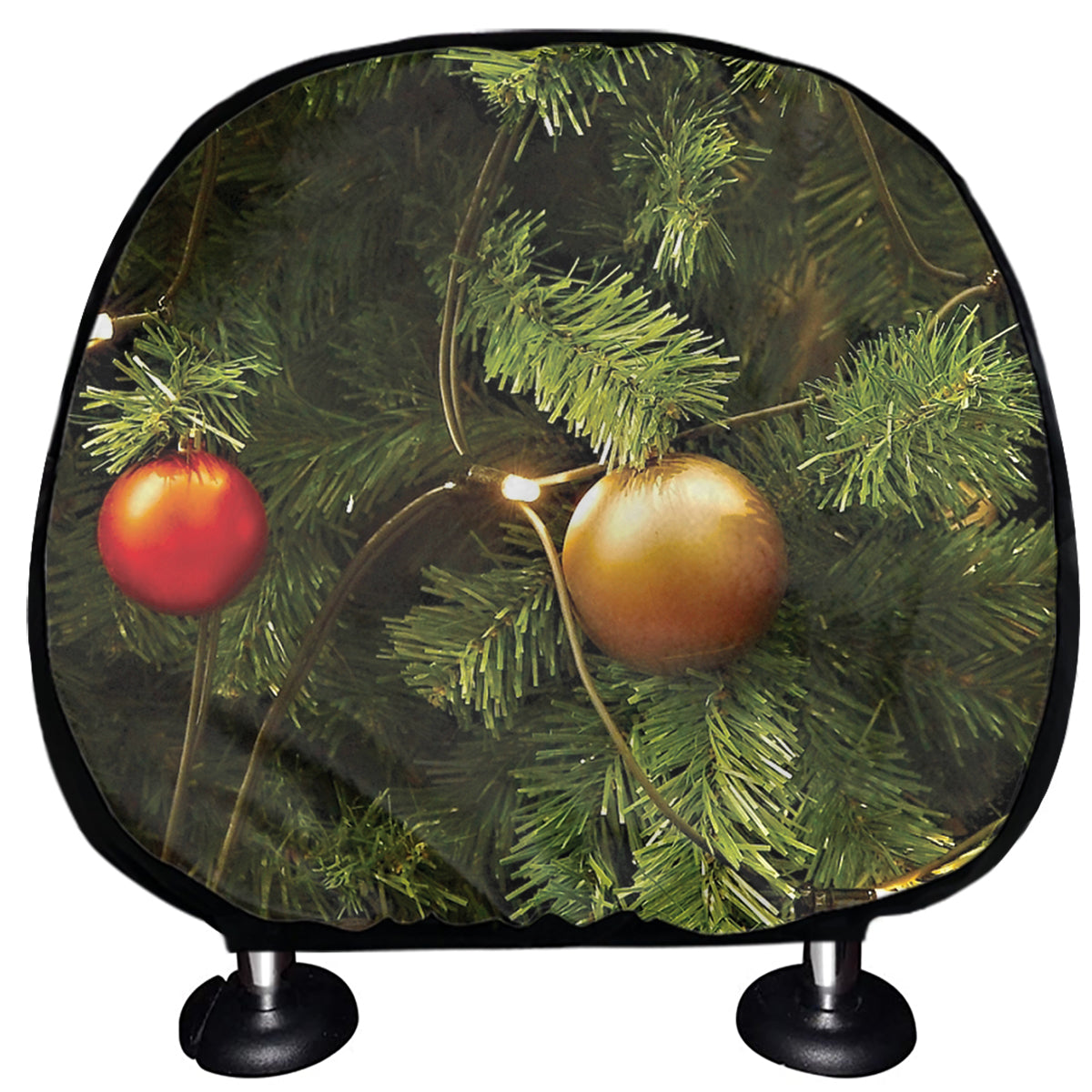 Decorated Christmas Tree Print Car Headrest Covers