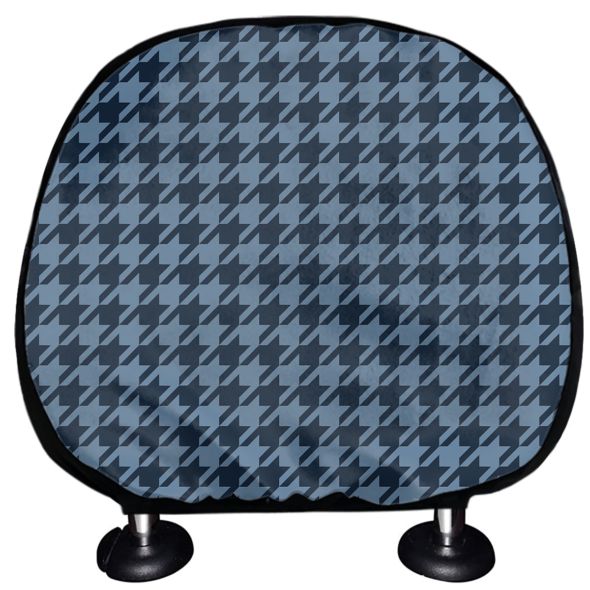 Deep Blue Houndstooth Pattern Print Car Headrest Covers