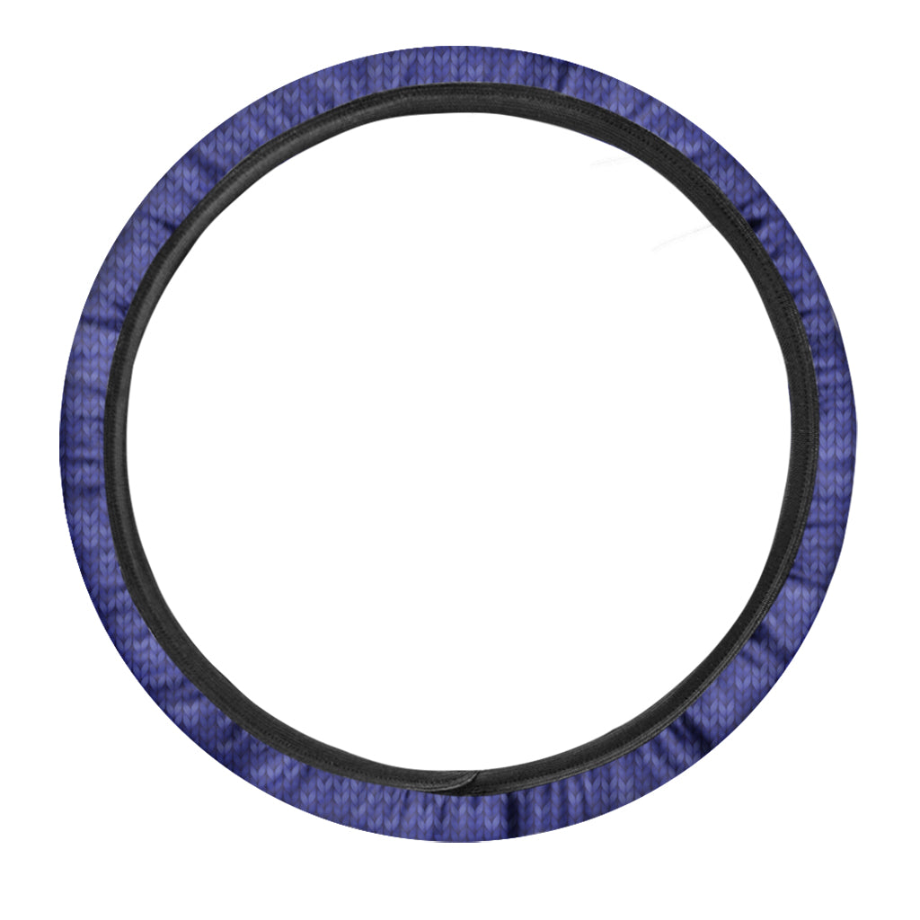 Deep Blue Knitted Pattern Print Car Steering Wheel Cover