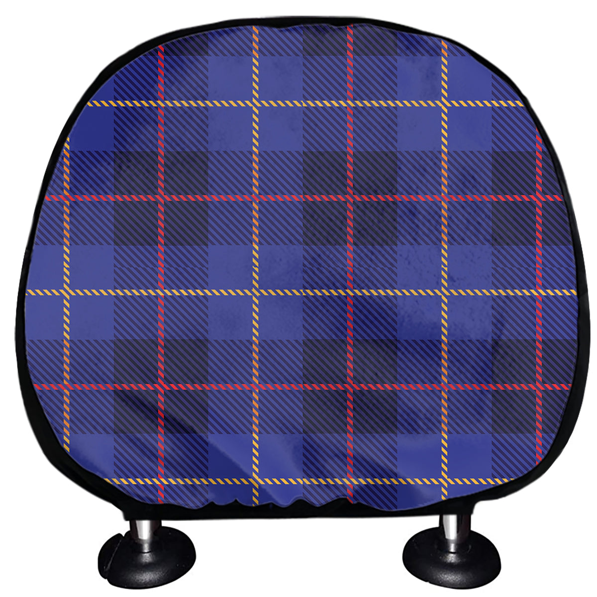 Deep Blue Stewart Tartan Print Car Headrest Covers