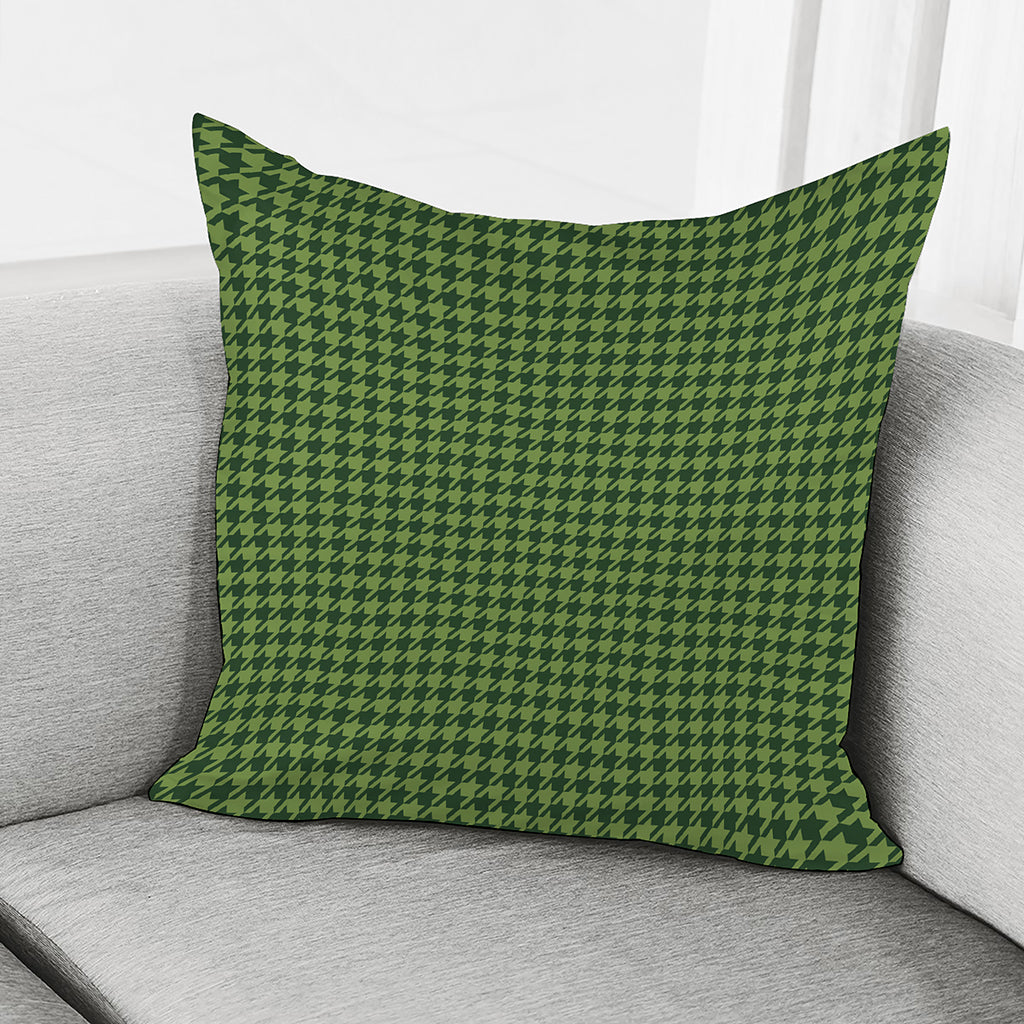Deep Green Houndstooth Pattern Print Pillow Cover