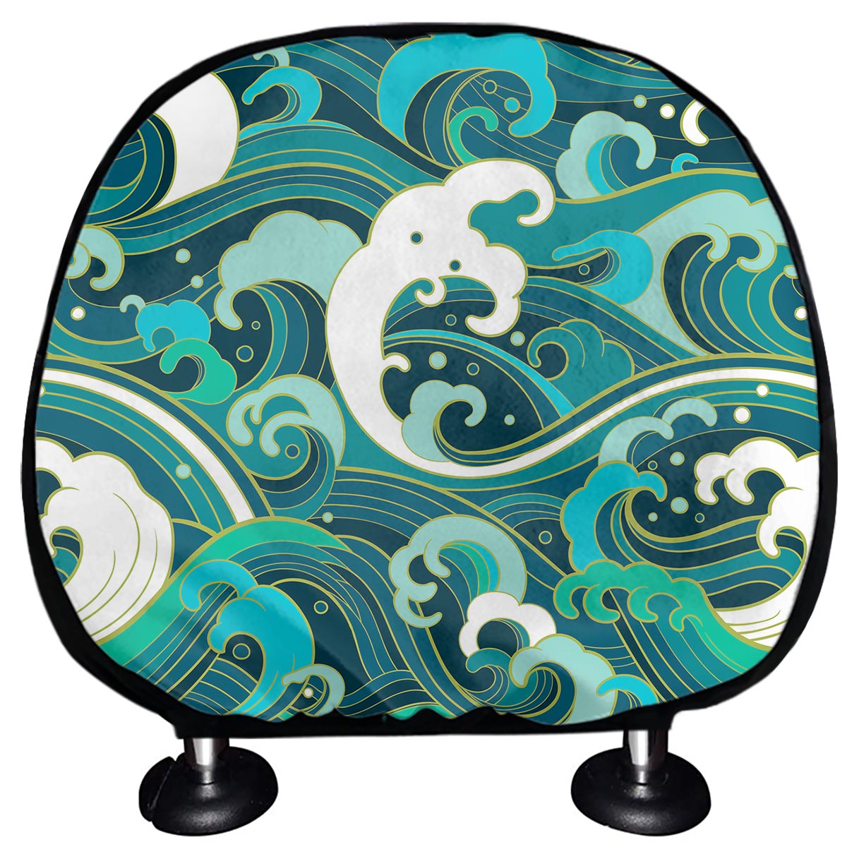 Deep Sea Wave Surfing Pattern Print Car Headrest Covers