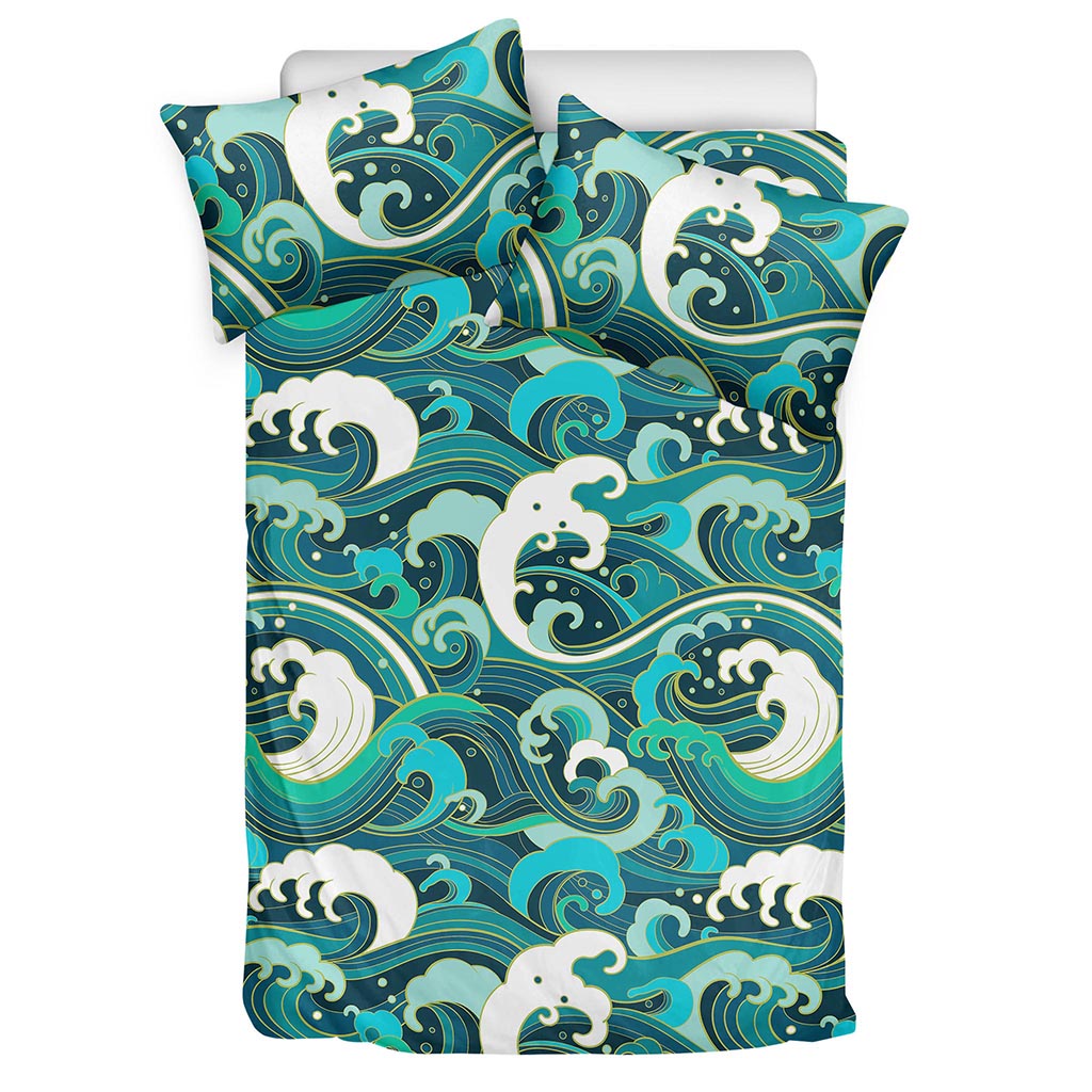 Deep Sea Wave Surfing Pattern Print Duvet Cover Bedding Set