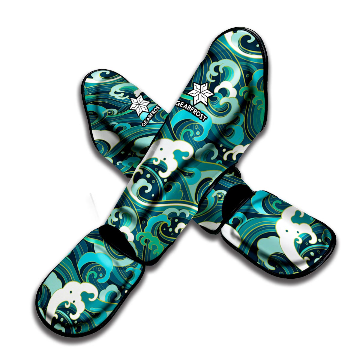 Deep Sea Wave Surfing Pattern Print Muay Thai Shin Guard