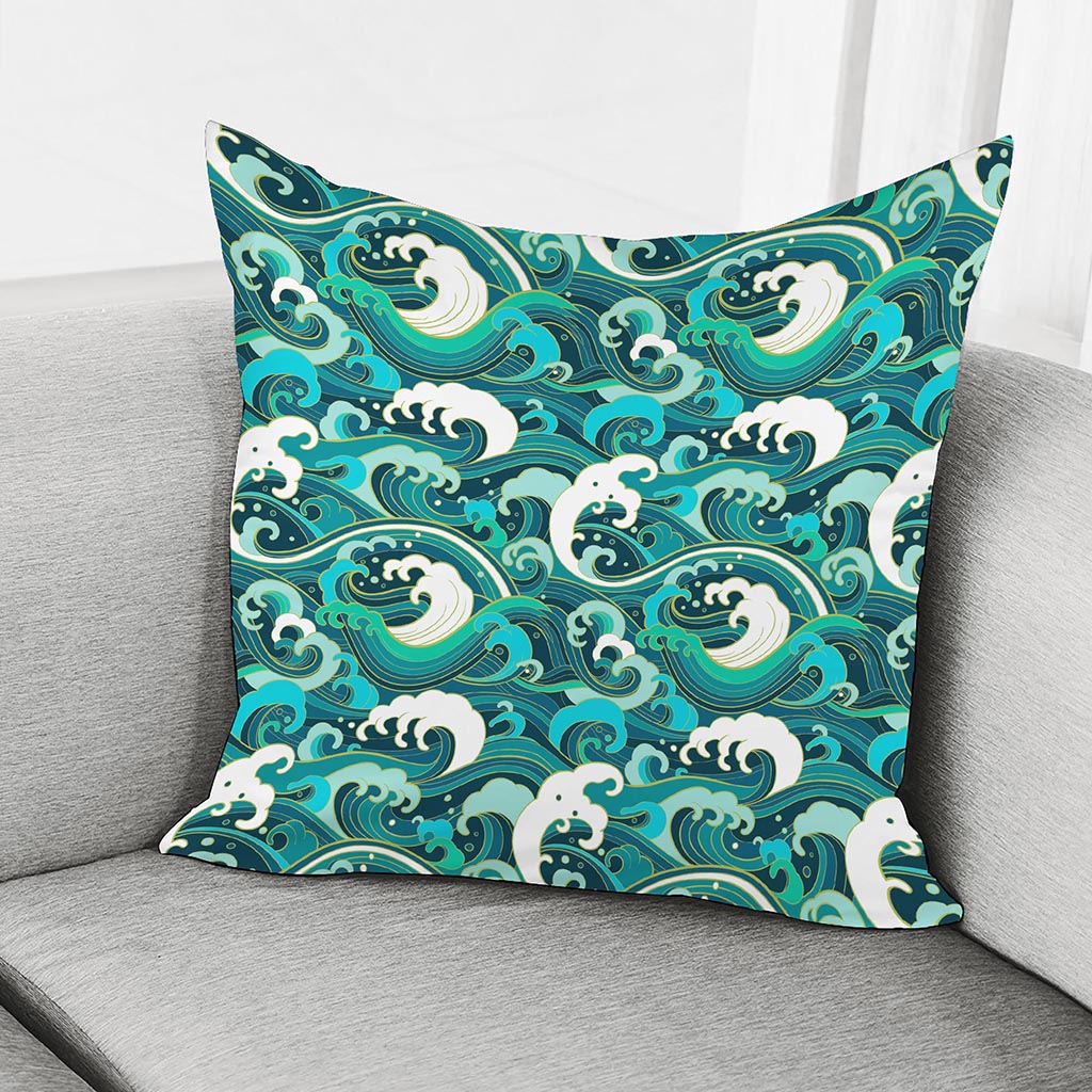 Deep Sea Wave Surfing Pattern Print Pillow Cover
