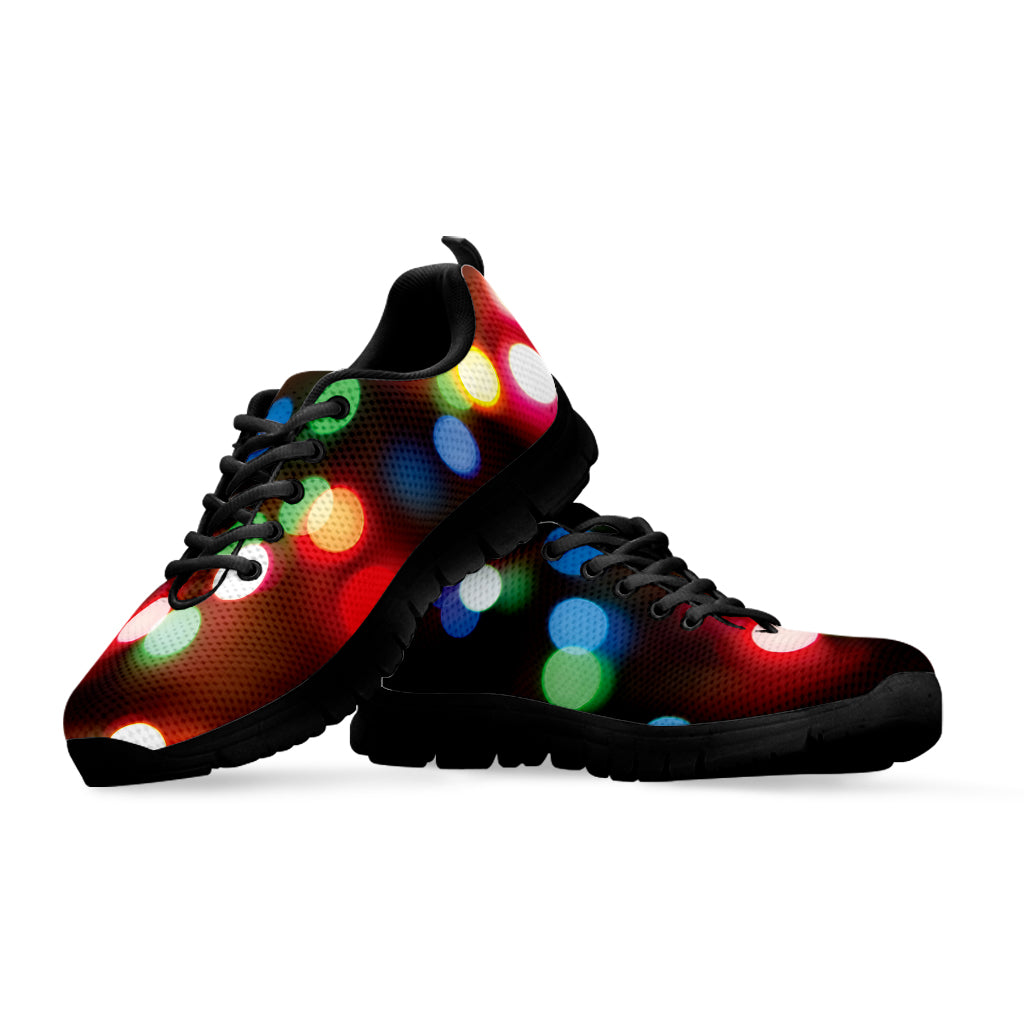 Defocused Christmas Lights Print Black Sneakers