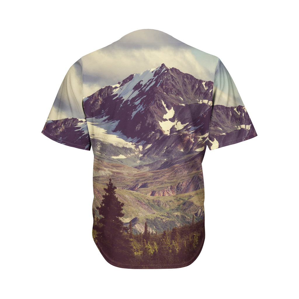Denali Mountain Print Men's Baseball Jersey