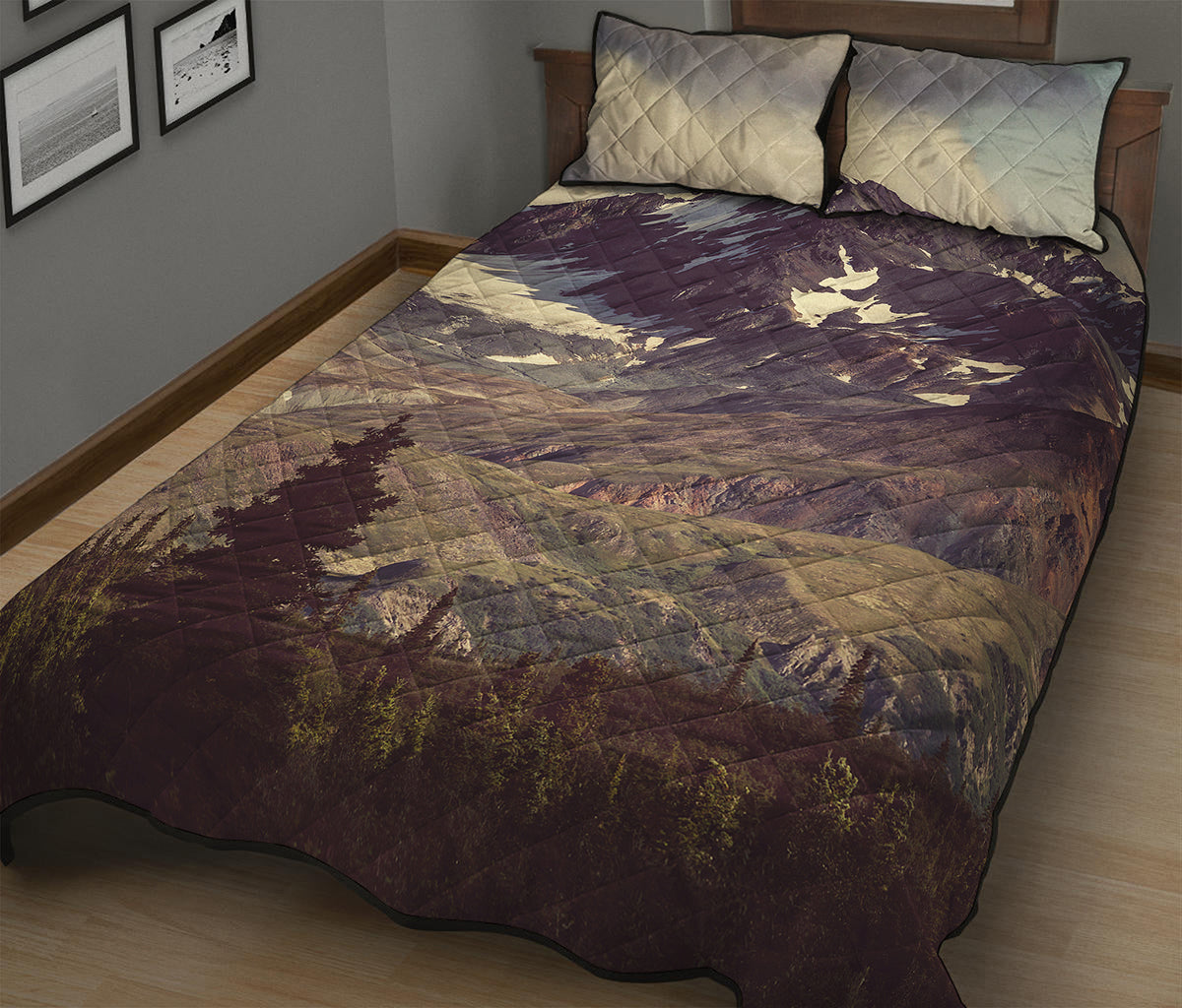 Denali Mountain Print Quilt Bed Set