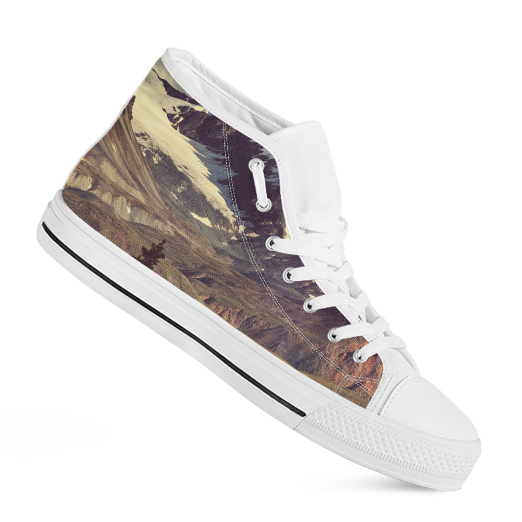 Denali Mountain Print White High Top Shoes