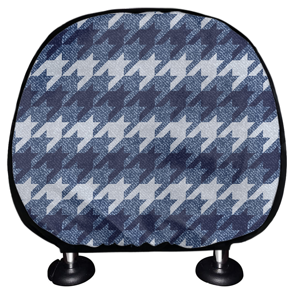 Denim Houndstooth Pattern Print Car Headrest Covers